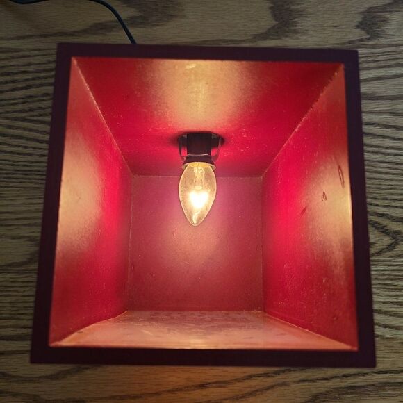 Vintage Christmas Primitive Folk Art Paper Light Lamp Box Holiday Peace Joy Noel - Picture 8 of 11